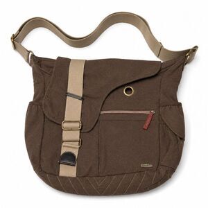 Simple Laptop Messenger Bag Canvas Crossbody Brown Unisex Modern Classic